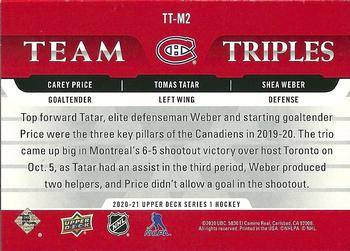 2020-21 Upper Deck - Team Triples #TT-M2 Carey Price / Tomas Tatar / Shea Weber Back