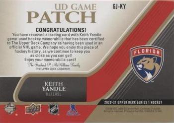 2020-21 Upper Deck - UD Game Patch #GJ-KY Keith Yandle Back