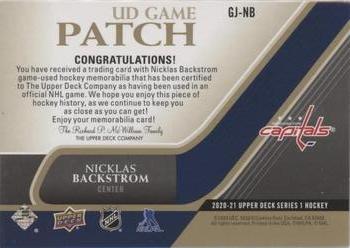 2020-21 Upper Deck - UD Game Patch #GJ-NB Nicklas Backstrom Back
