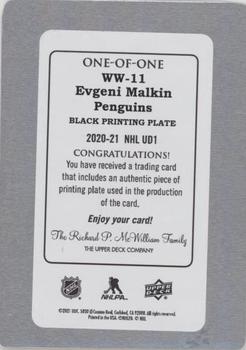 2020-21 Upper Deck - NHL Worldwide Printing Plates Black #WW-11 Evgeni Malkin Back