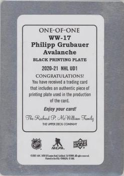 2020-21 Upper Deck - NHL Worldwide Printing Plates Black #WW-17 Philipp Grubauer Back