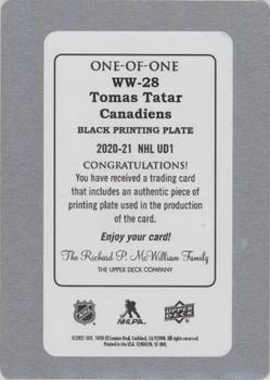 2020-21 Upper Deck - NHL Worldwide Printing Plates Black #WW-28 Tomas Tatar Back