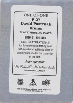 2020-21 Upper Deck - UD Portraits Printing Plates Black #P-27 David Pastrnak Back