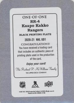 2020-21 Upper Deck - Rookie Retrospective Printing Plates Black #RR-4 Kaapo Kakko Back