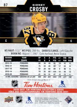 2020-21 Upper Deck Tim Hortons #87 Sidney Crosby Back