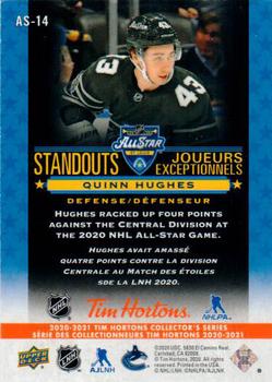 2020-21 Upper Deck Tim Hortons - All-Star Standouts #AS-14 Quinn Hughes Back