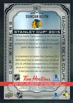 2020-21 Upper Deck Tim Hortons - Cup Winners #CW-7 Duncan Keith Back