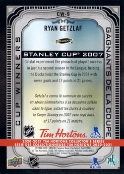 2020-21 Upper Deck Tim Hortons - Cup Winners #CW-9 Ryan Getzlaf Back