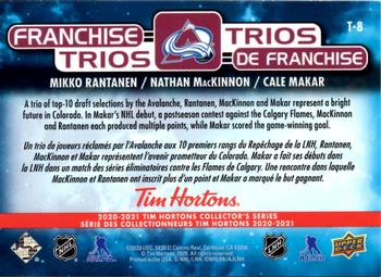 2020-21 Upper Deck Tim Hortons - Franchise Trios #T-8 Mikko Rantanen / Nathan MacKinnon / Cale Makar Back