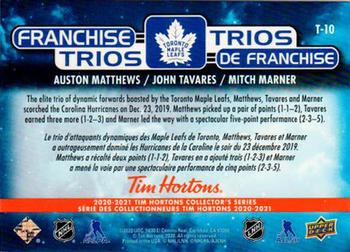 2020-21 Upper Deck Tim Hortons - Franchise Trios #T-10 Auston Matthews / John Tavares / Mitch Marner Back