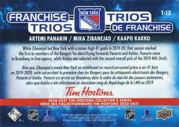 2020-21 Upper Deck Tim Hortons - Franchise Trios #T-13 Artemi Panarin / Mika Zibanejad / Kaapo Kakko Back