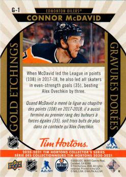 2020-21 Upper Deck Tim Hortons - Gold Etchings #G-1 Connor McDavid Back