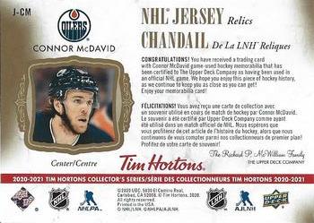 2020-21 Upper Deck Tim Hortons - NHL Jersey Relics #J-CM Connor McDavid Back