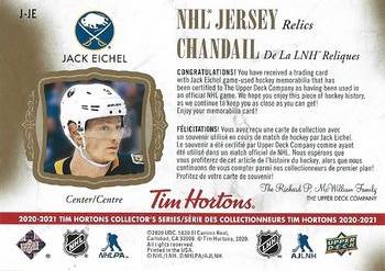 2020-21 Upper Deck Tim Hortons - NHL Jersey Relics #J-JE Jack Eichel Back