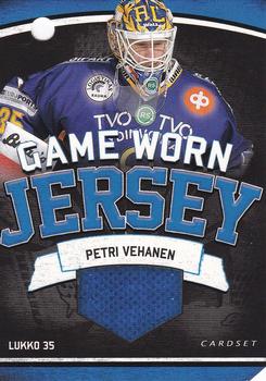 2013-14 Cardset Finland - Game Worn Jersey Series 1 Redemption #NNO Petri Vehanen Front