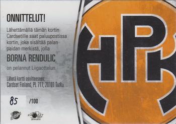 2014-15 Cardset Finland - Patch Series 2 Redemption #NNO Borna Rendulic Back
