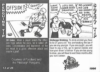 1995-96 Foodland Pittsburgh Penguins #13 Joe Dziedzic Back
