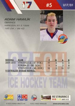 2010-11 Czech OFS Plus - Czech Republic U17 #1 Adam Hawlik Back