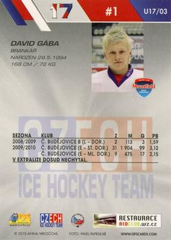 2010-11 Czech OFS Plus - Czech Republic U17 #3 David Gaba Back
