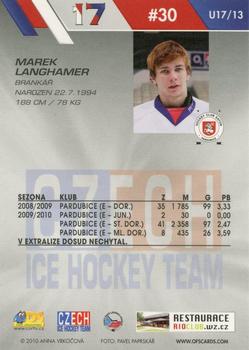 2010-11 Czech OFS Plus - Czech Republic U17 #13 Marek Langhamer Back