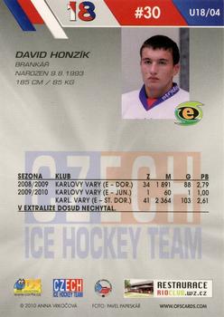 2010-11 Czech OFS Plus - Czech Republic U18 #4 David Honzik Back