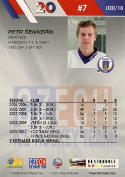 2010-11 Czech OFS Plus - Czech Republic U20 #18 Petr Senkerik Back