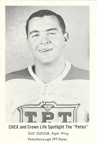 1965-66 Crown Life Peterborough Petes (OHA) #NNO Guy Dufour Front