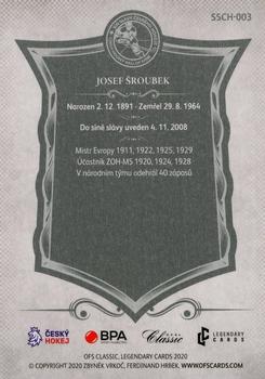 2019-20 OFS Czech Hockey Hall of Fame #SSCH-003 Josef Sroubek Back