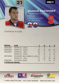 2009-10 Czech OFS Plus - Czech Republic U20 #11 Dominik Pacovsky Back
