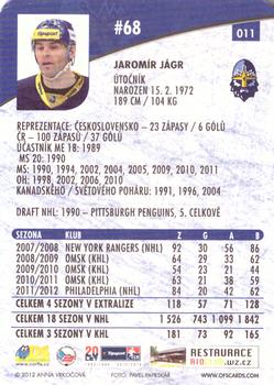 2012-13 Czech OFS Plus - Die Cut #011 Jaromir Jagr Back