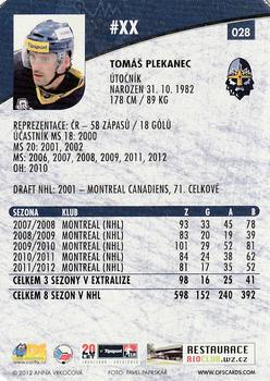 2012-13 Czech OFS Plus - Die Cut #028 Tomas Plekanec Back