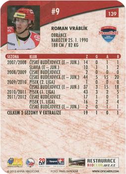 2012-13 Czech OFS Plus - Die Cut #139 Roman Vrablik Back