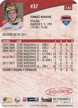 2012-13 Czech OFS Plus - Die Cut #143 Tomas Rousek Back