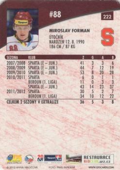 2012-13 Czech OFS Plus - Die Cut #222 Miroslav Forman Back