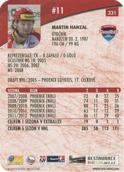 2012-13 Czech OFS Plus - Die Cut #331 Martin Hanzal Back