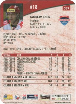 2012-13 Czech OFS Plus - Die Cut #339 Ladislav Kohn Back