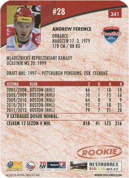 2012-13 Czech OFS Plus - Die Cut #341 Andrew Ference Back
