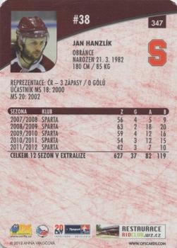 2012-13 Czech OFS Plus - Die Cut #347 Jan Hanzlik Back
