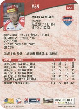 2012-13 Czech OFS Plus - Die Cut #458 Milan Michalek Back