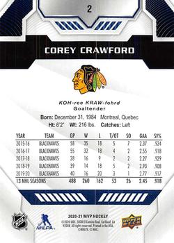 2020-21 Upper Deck MVP - Blue #2 Corey Crawford Back