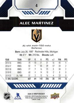 2020-21 Upper Deck MVP - Blue #4 Alec Martinez Back