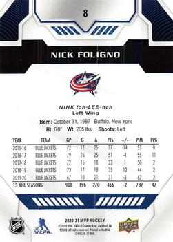 2020-21 Upper Deck MVP - Blue #8 Nick Foligno Back