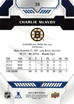 2020-21 Upper Deck MVP - Blue #30 Charlie McAvoy Back