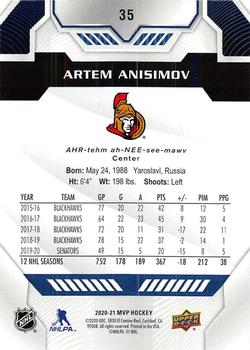 2020-21 Upper Deck MVP - Blue #35 Artem Anisimov Back