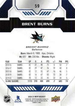 2020-21 Upper Deck MVP - Blue #59 Brent Burns Back