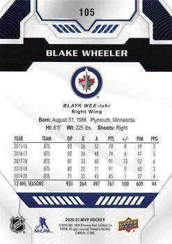 2020-21 Upper Deck MVP - Blue #105 Blake Wheeler Back