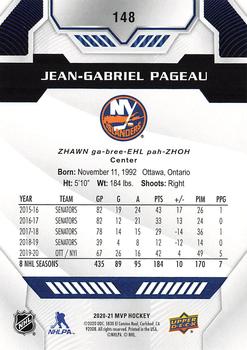 2020-21 Upper Deck MVP - Blue #148 Jean-Gabriel Pageau Back