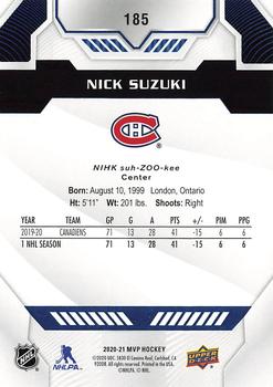 2020-21 Upper Deck MVP - Blue #185 Nick Suzuki Back