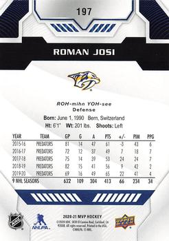 2020-21 Upper Deck MVP - Blue #197 Roman Josi Back