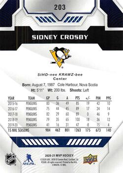 2020-21 Upper Deck MVP - Blue #203 Sidney Crosby Back